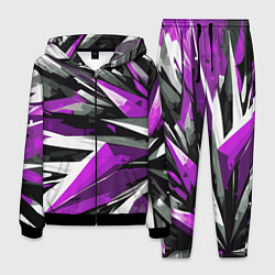 Мужской костюм Чёрно-фиолетово-белая абстракция