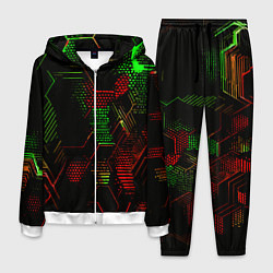 Мужской костюм Красно-зелёные точки и линии на чёрном фоне