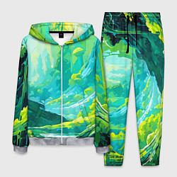 Мужской костюм Зелёная кислотная абстракция