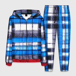 Мужской костюм Чёрные полосы на сине-белом фоне