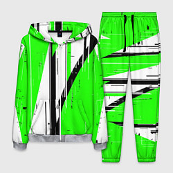 Костюм мужской Black and white vertical stripes on a green backgr, цвет: 3D-меланж