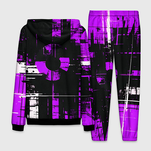 Мужской костюм Фиолетово-белый гранж на чёрном фоне / 3D-Черный – фото 2