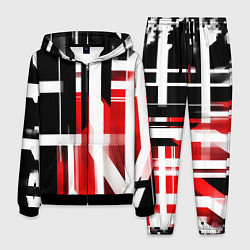 Мужской костюм Чёрно-красные вертикальные и горизонтальные полосы