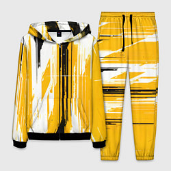 Костюм мужской Вертикальные чёрно-белые линии на жёлтом фоне, цвет: 3D-черный