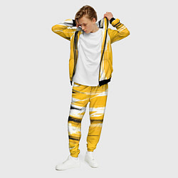 Костюм мужской Вертикальные чёрно-белые линии на жёлтом фоне, цвет: 3D-черный — фото 2