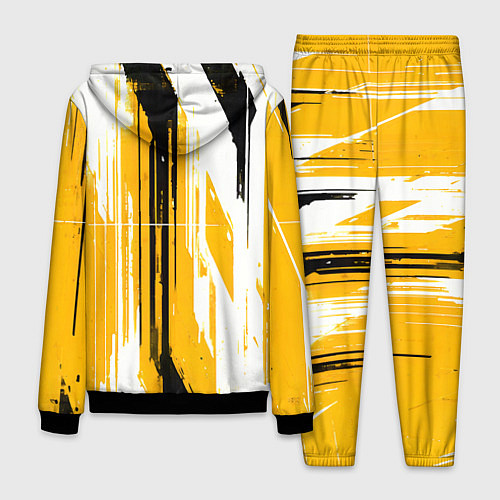 Мужской костюм Вертикальные чёрно-белые линии на жёлтом фоне / 3D-Черный – фото 2