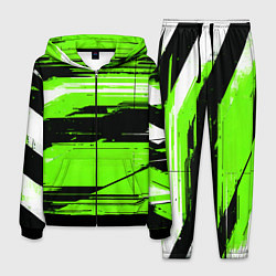 Мужской костюм Горизонтальные чёрно-белые линии на зелёном фоне