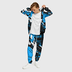 Костюм мужской Diagonal black and white stripes on a blue backgro, цвет: 3D-черный — фото 2