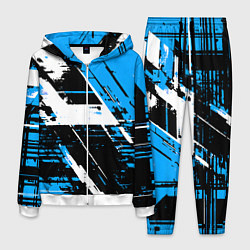 Костюм мужской Diagonal black and white stripes on a blue backgro, цвет: 3D-белый