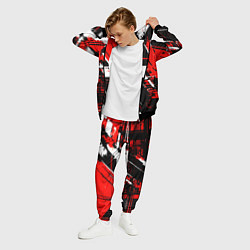 Костюм мужской Diagonal black and white stripes on a red backgrou, цвет: 3D-черный — фото 2