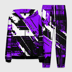 Костюм мужской Diagonal black and white stripes on a purple backg, цвет: 3D-черный