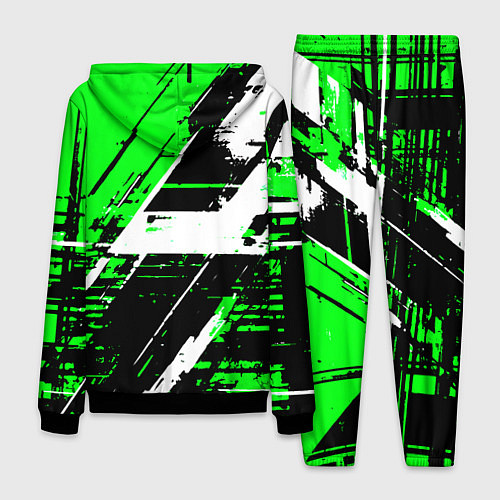 Мужской костюм Diagonal black and white stripes on a green backgr / 3D-Черный – фото 2