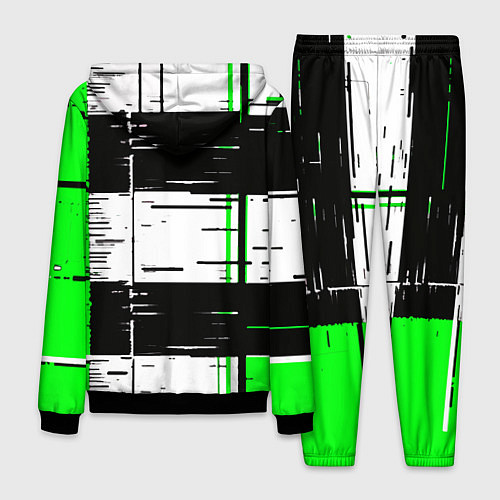 Мужской костюм Зелёные и чёрные полосы на белом фоне / 3D-Черный – фото 2