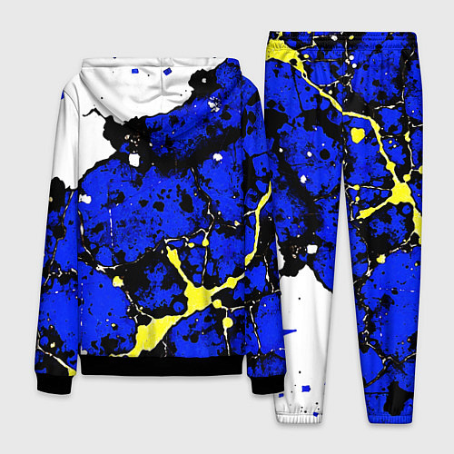 Мужской костюм Сине-жёлтая абстракция на белом фоне / 3D-Черный – фото 2