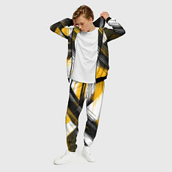Костюм мужской Диагональные жёлто-чёрные линии на белом фоне, цвет: 3D-черный — фото 2
