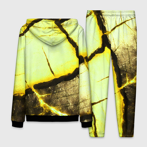 Мужской костюм Трещины на абстрактном жёлтом фоне / 3D-Черный – фото 2