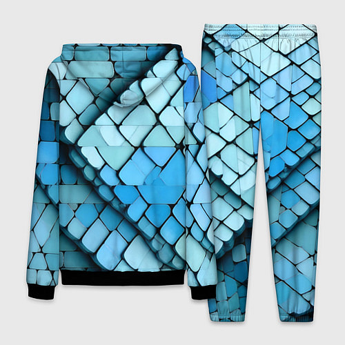 Мужской костюм Синие рельефные плитки / 3D-Черный – фото 2