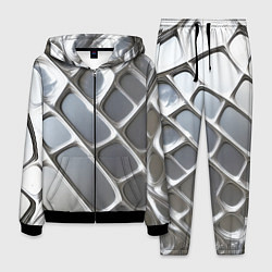 Костюм мужской Полированный металл серебряный, цвет: 3D-черный