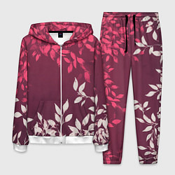 Костюм мужской Листья на бордовом фоне - нейросеть, цвет: 3D-белый