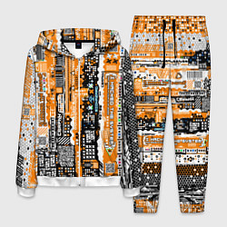 Костюм мужской Киберпанк паттерн жёлтый, цвет: 3D-белый