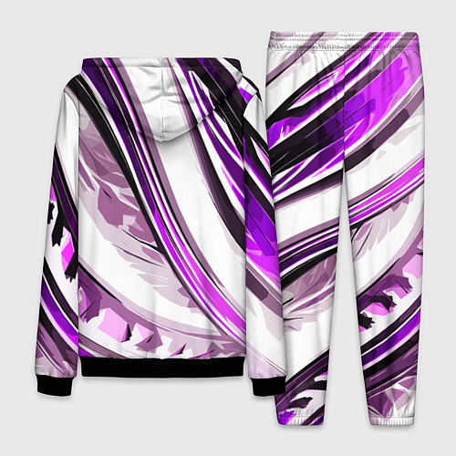 Мужской костюм Волнистая бело-фиолетовая абстракция / 3D-Черный – фото 2
