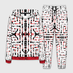 Мужской костюм Чёрно-красные диагональные полосы на белом фоне