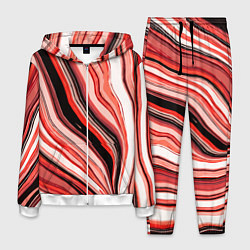 Мужской костюм Волнистые вертикальные чёрно-красные полосы