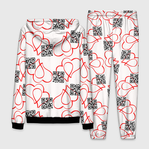 Мужской костюм Сердца и код любви на белом / 3D-Черный – фото 2