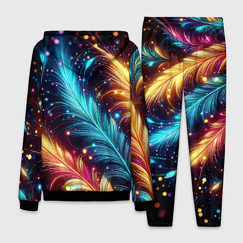 Мужской костюм Неоновые разноцветные перья / 3D-Черный – фото 2