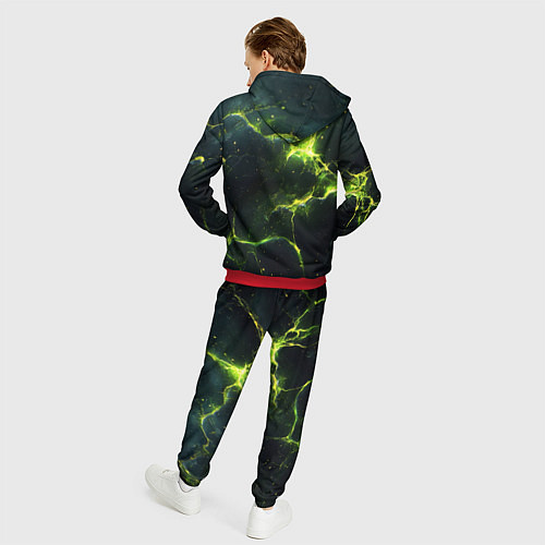 Мужской костюм Разбитая плита с зеленым светом / 3D-Красный – фото 4
