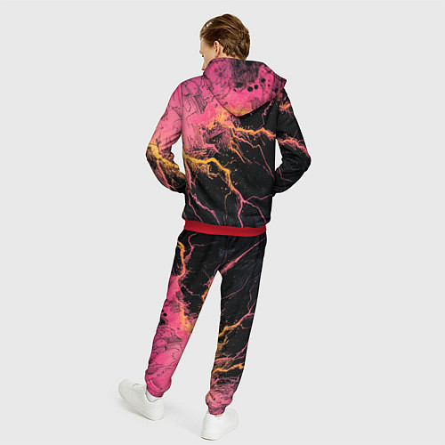 Мужской костюм Абстрактные молнии текстура / 3D-Красный – фото 4