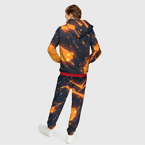 Мужской костюм Оранжевая краска в движении / 3D-Красный – фото 4