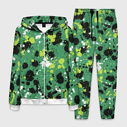 Костюм мужской Кляксы на зелёном, цвет: 3D-белый