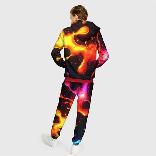 Мужской костюм Радужные кляксы на черном фоне / 3D-Красный – фото 4