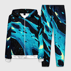 Мужской костюм Синие волны краски на черном