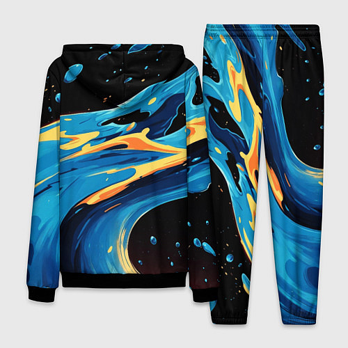 Мужской костюм Синяя волна из красок / 3D-Черный – фото 2
