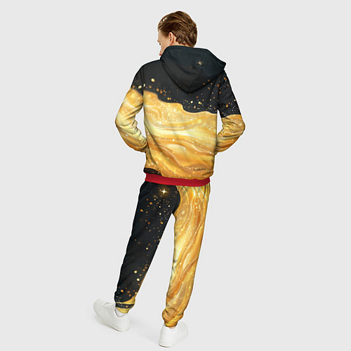 Мужской костюм Золотистая материя на черном фоне / 3D-Красный – фото 4
