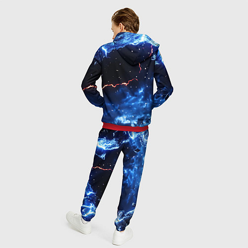 Мужской костюм Звезды и молнии в разломе плит / 3D-Красный – фото 4