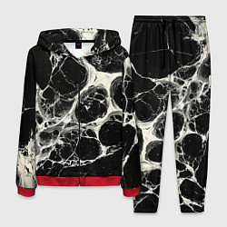 Костюм мужской Бело-черная потертая текстура, цвет: 3D-красный