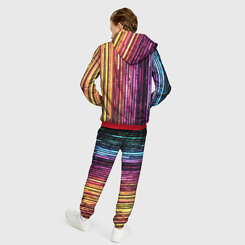 Мужской костюм Неоновый и переливающийся киберпанк узор / 3D-Красный – фото 4