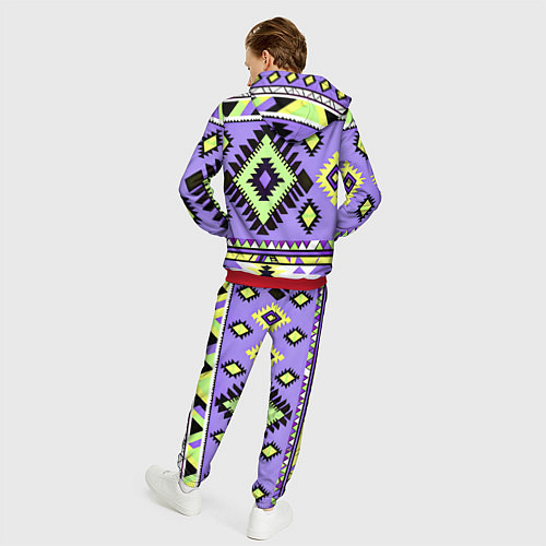Мужской костюм Геометрический сиренево желтый орнамент ацтеков / 3D-Красный – фото 4