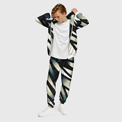 Костюм мужской Чёрно-белый с синим затемнением полосы, цвет: 3D-белый — фото 2