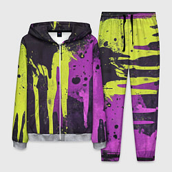 Мужской костюм Желтая и фиолетовая краска на черном