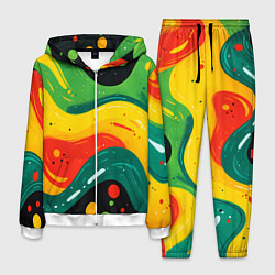 Мужской костюм Желто-зеленая краска текстура