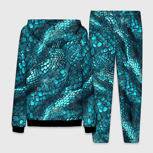 Мужской костюм Бирюзовая чешуя рептилии - абстрактный паттерн / 3D-Черный – фото 2