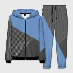Костюм мужской Сине-серый геометричный, цвет: 3D-черный