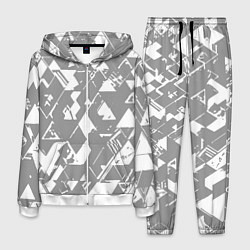 Мужской костюм Светлый серый геометричный паттерн