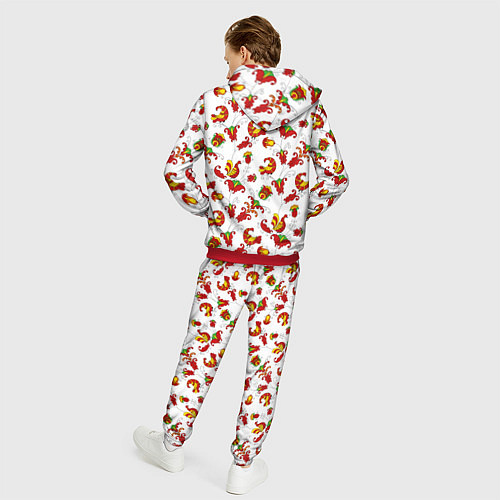 Мужской костюм Русский народный орнамент в стиле росписей Северно / 3D-Красный – фото 4