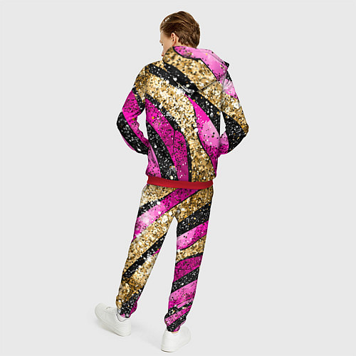 Мужской костюм Розовые и золотые полосы - текстура / 3D-Красный – фото 4
