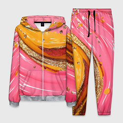 Костюм мужской Желтые и розовые волны текстура, цвет: 3D-меланж